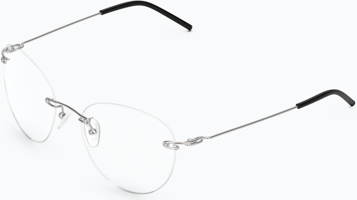 Angle view of Customizable Rimless Glasses 322111 in Silver thumbnail