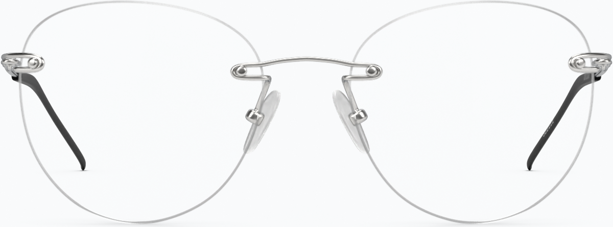 Front view of Customizable Rimless Glasses 322111 in Silver thumbnail