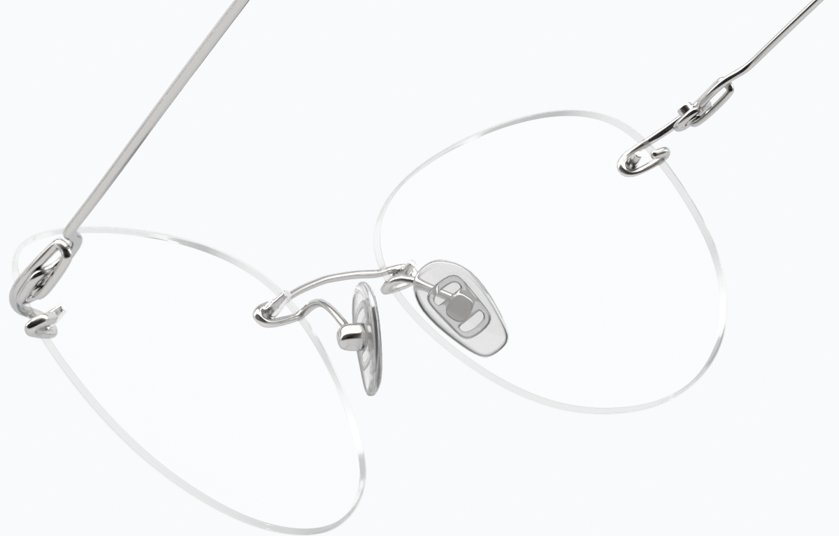 See-through view of Customizable Rimless Glasses 322111 in Silver thumbnail