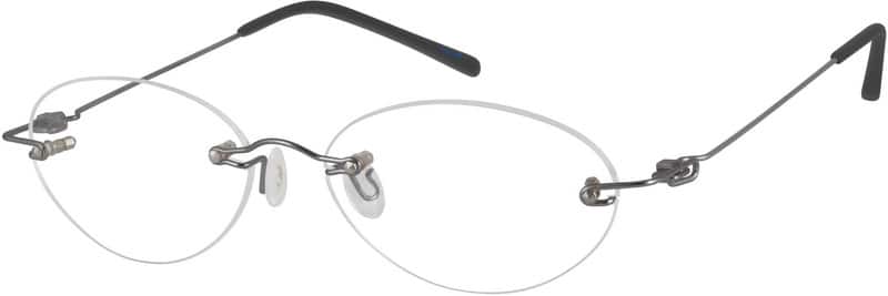 Angle view of Customizable Rimless Glasses 322112 in Gray