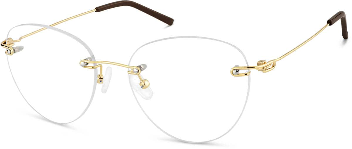 Angle view of Rimless Glasses 322114 in Gold