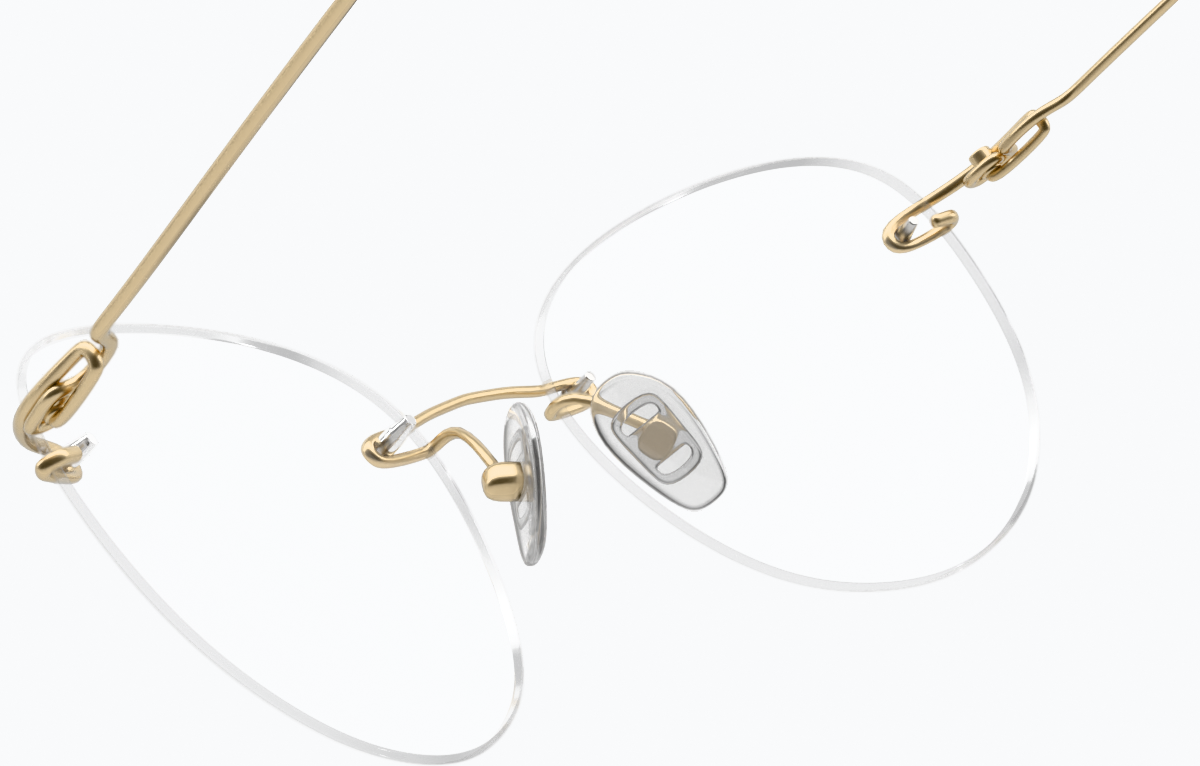 See-through view of Customizable Rimless Glasses 322114 in Gold thumbnail