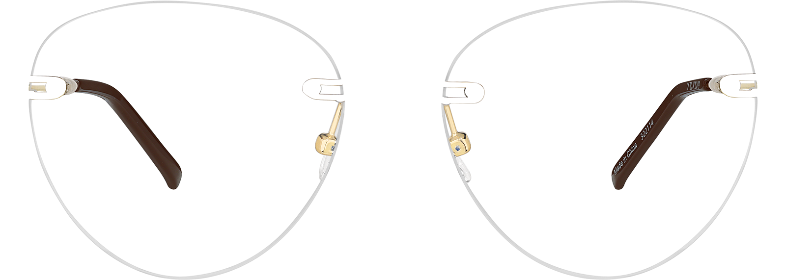 Gold Customizable Rimless Glasses #322114 | Zenni Optical