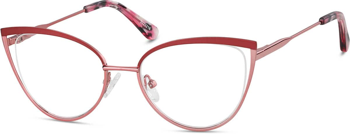 Angle view of Cat-Eye Glasses 3222218 in Red