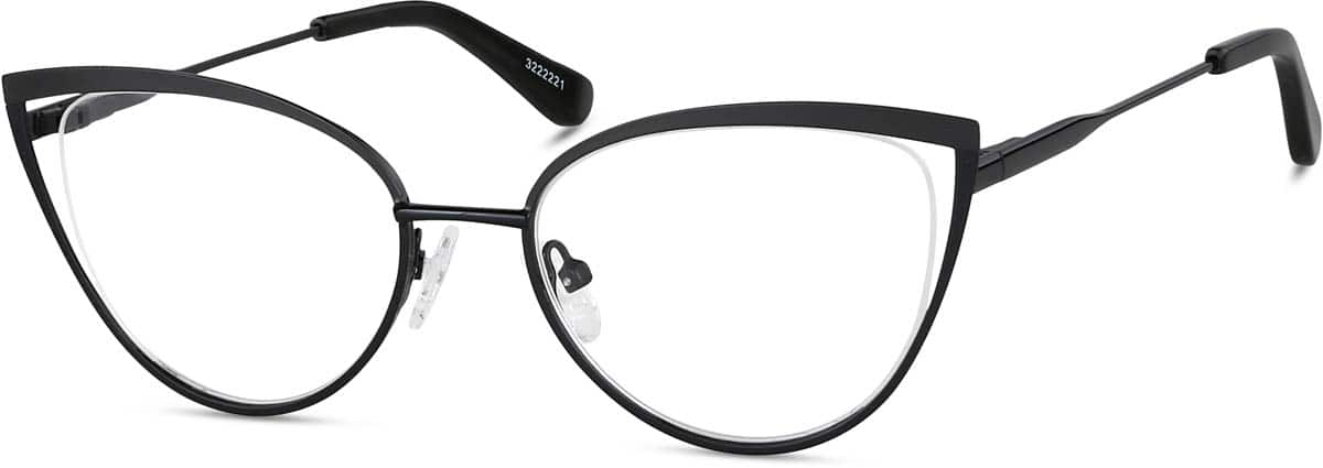 Angle view of Cat-Eye Glasses 3222221 in Black