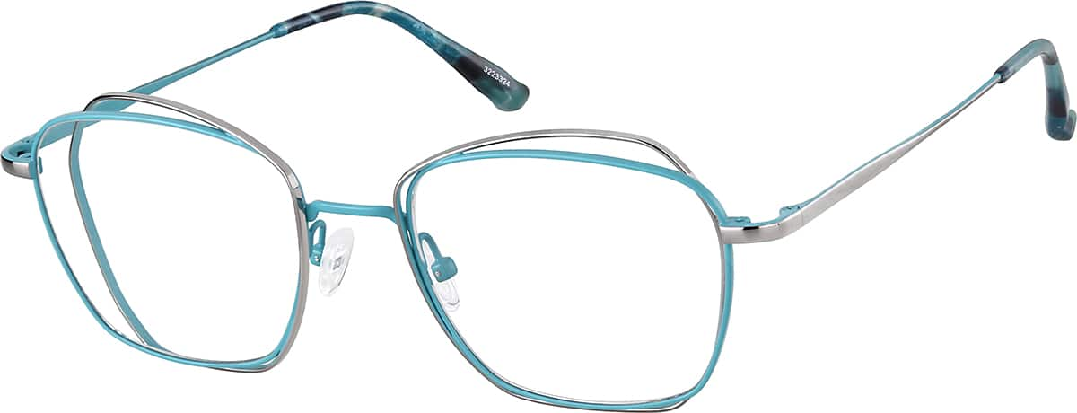 Angle view of Square Glasses 3223324 in Turquoise