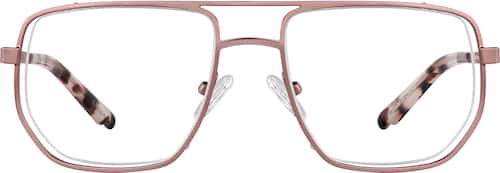 Zenni Aviator Prescription Glasses Gold Stainless Steel Full Rim Frame, Nose Pads, Blokz Blue Light Glasses, 419014o | 3-5 Day Rush Delivery