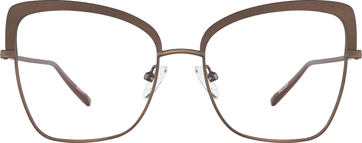 Zenni Women's Cat-Eye Prescription Glasses Black Stainless Steel Full Rim Frame, Lightweight, Nose Pads, Blokz Blue Light Glasses, 328821