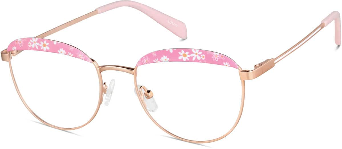 Angle view of Round Glasses 3226419 in Pink/Rose Gold