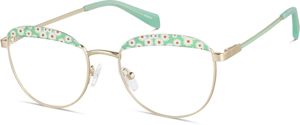 Angle view of Round Glasses 3226424 in Mint/Gold