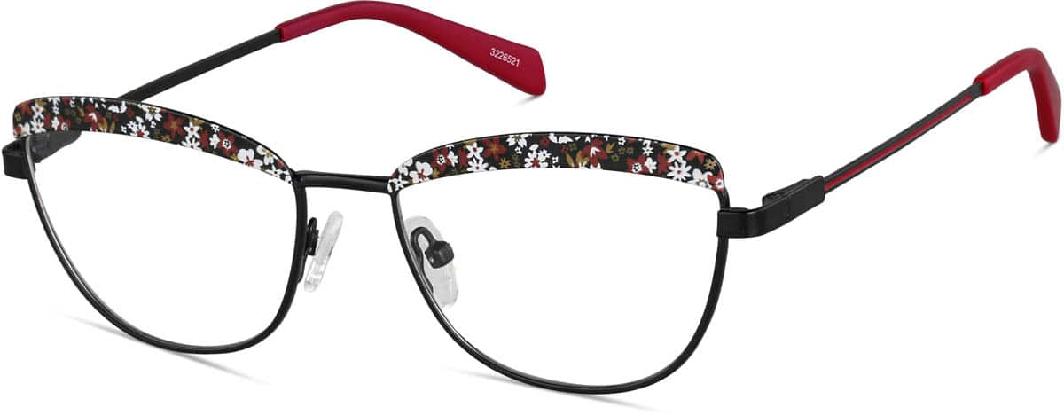 Angle view of Cat-Eye Glasses 3226521 in Red/Black