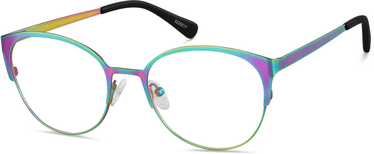 Zenni Womens Round Prescription Glasses Pattern Stainless Steel Full Rim Frame