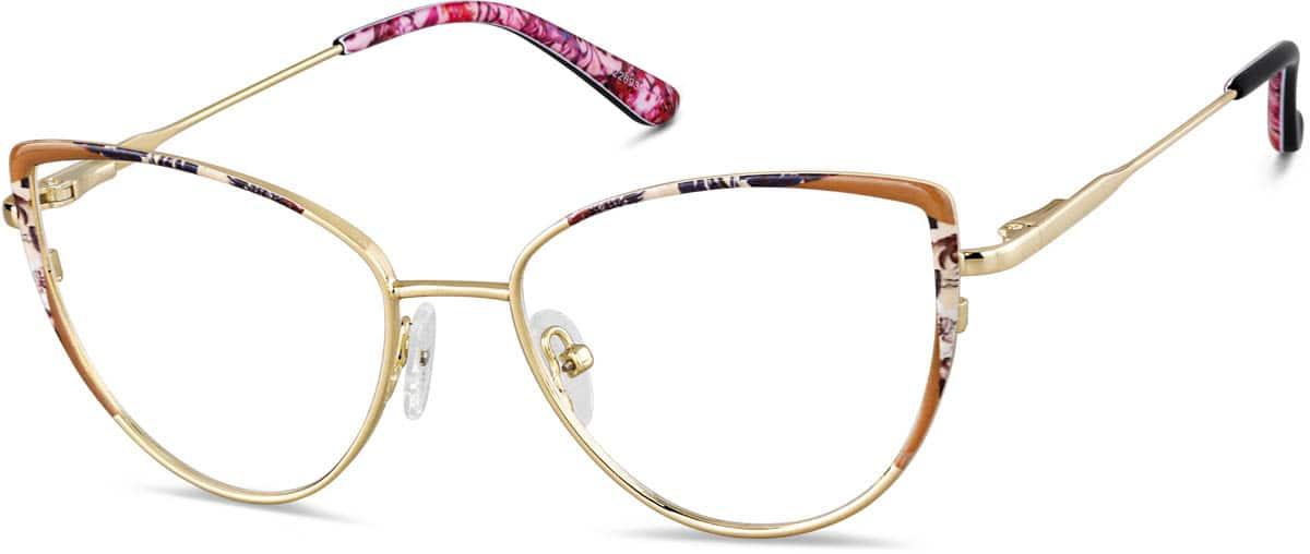 Angle view of Cat-Eye Glasses 3226939 in Gold