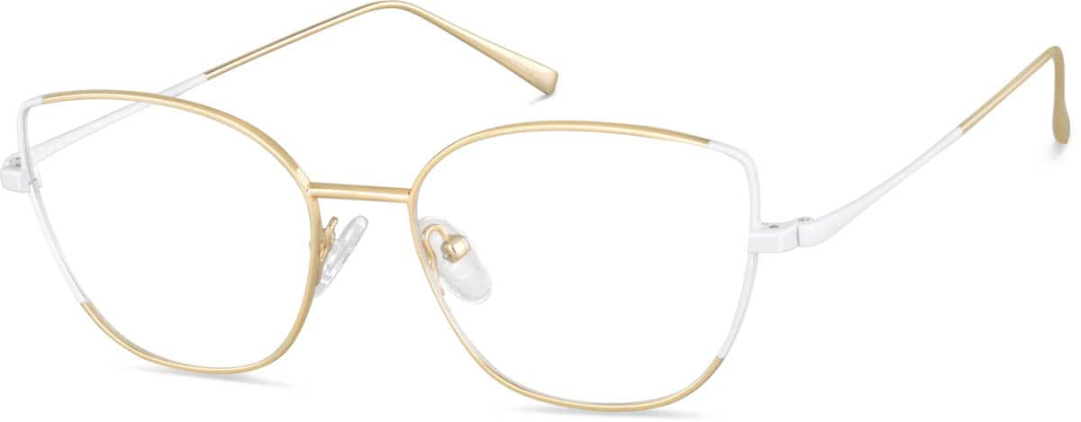 Angle view of Cat-Eye Glasses 3227514 in White/Gold