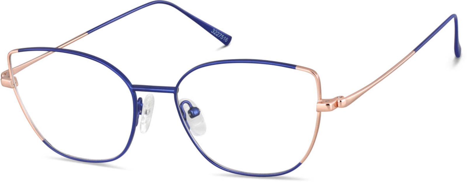 Zenni Women's Cat-Eye Prescription Glasses Blue Stainless Steel Full Rim Frame