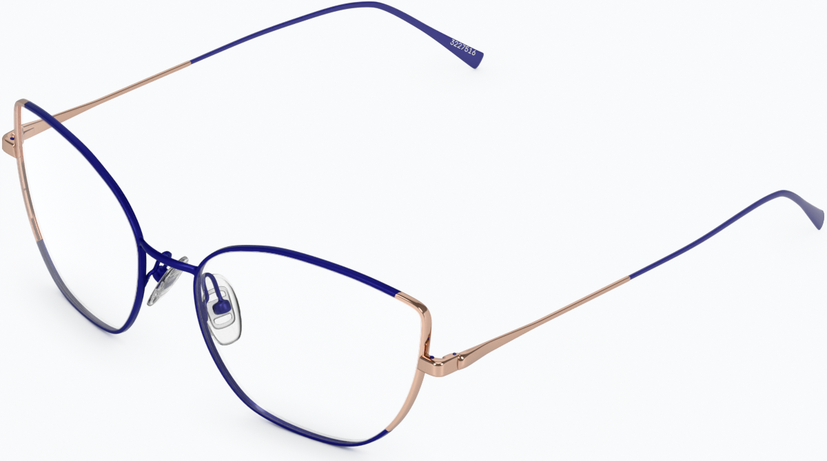 Angle view of Cat-Eye Glasses 3227516 in Blue/Rose Gold thumbnail