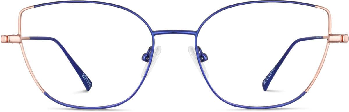 Front view of Cat-Eye Glasses 3227516 in Blue/Rose Gold