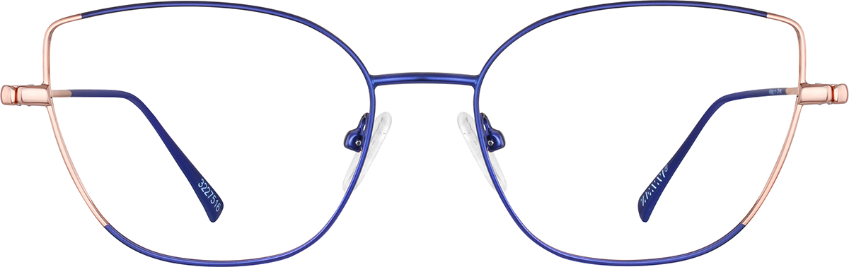 Blue/Rose Gold Cat-Eye Glasses