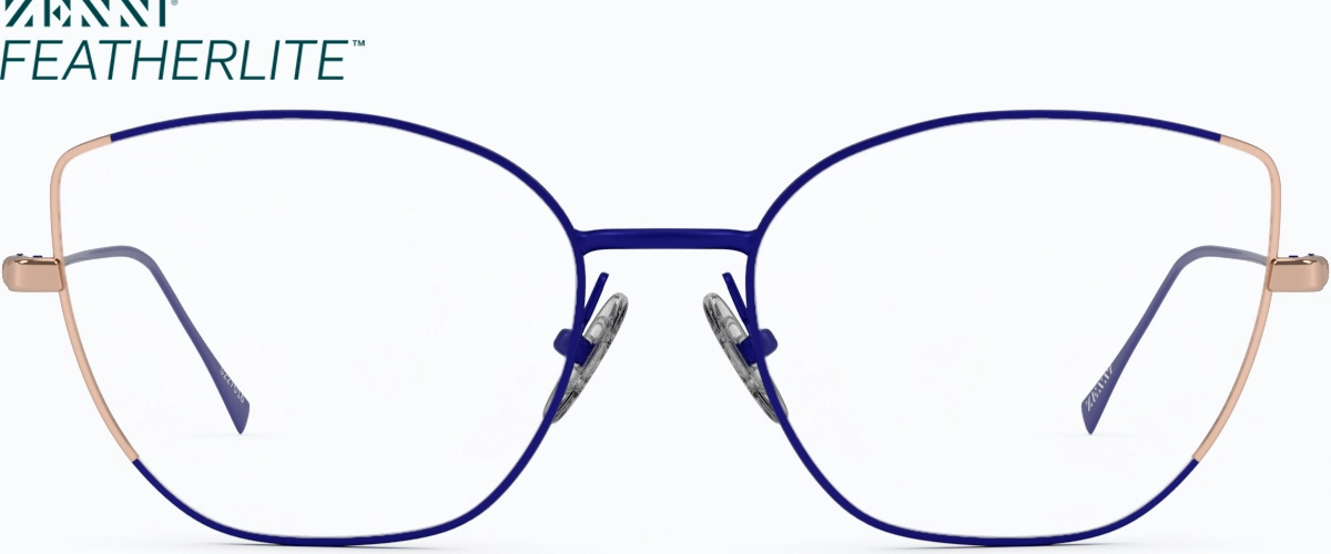 Front view of Cat-Eye Glasses 3227516 in Blue/Rose Gold thumbnail