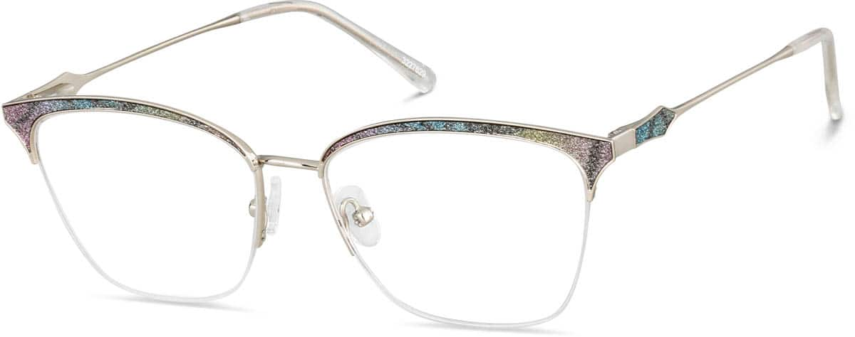 Angle view of Square Glasses 3227629 in Rainbow