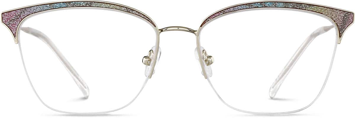 Front view of Square Glasses 3227629 in Rainbow