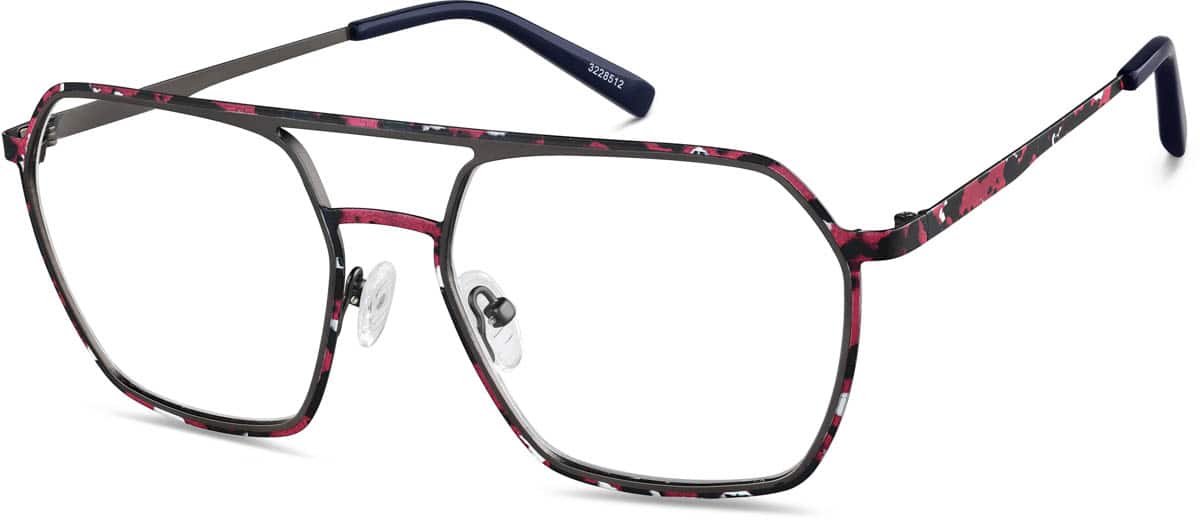 Angle view of Aviator Glasses 3228512 in Gray/Red