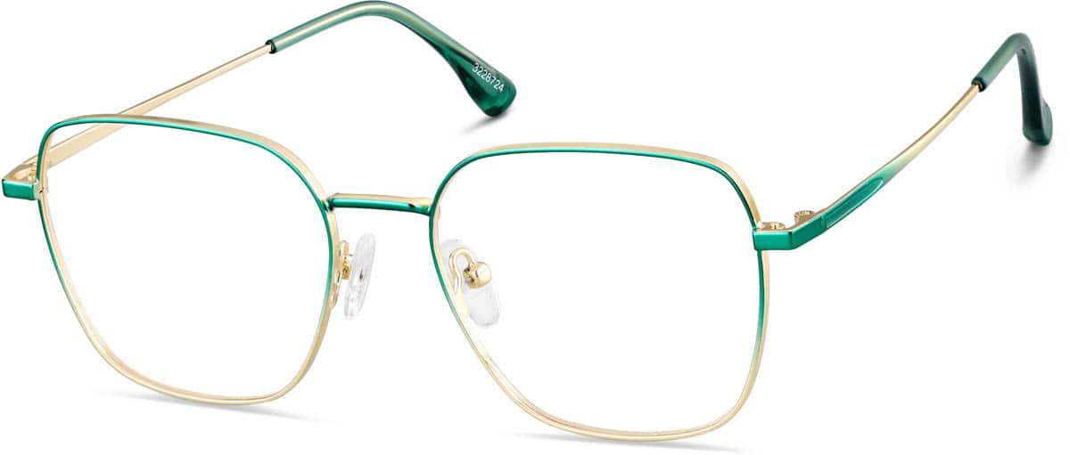 Angle view of Square Glasses 3228724 in Green