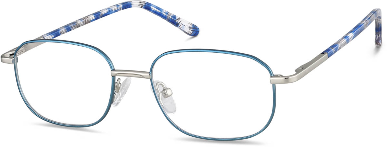 Zenni Rectangle Prescription Glasses Blue Tortoiseshell Stainless Steel Full Rim Frame
