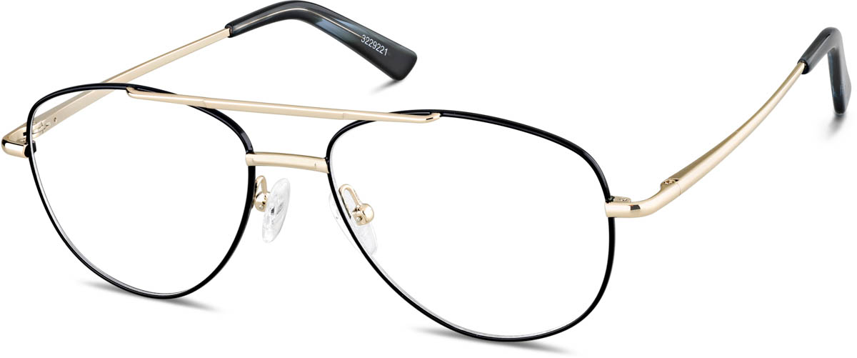 Zenni Men's Aviator Prescription Glasses Black Stainless Steel Full Rim Frame