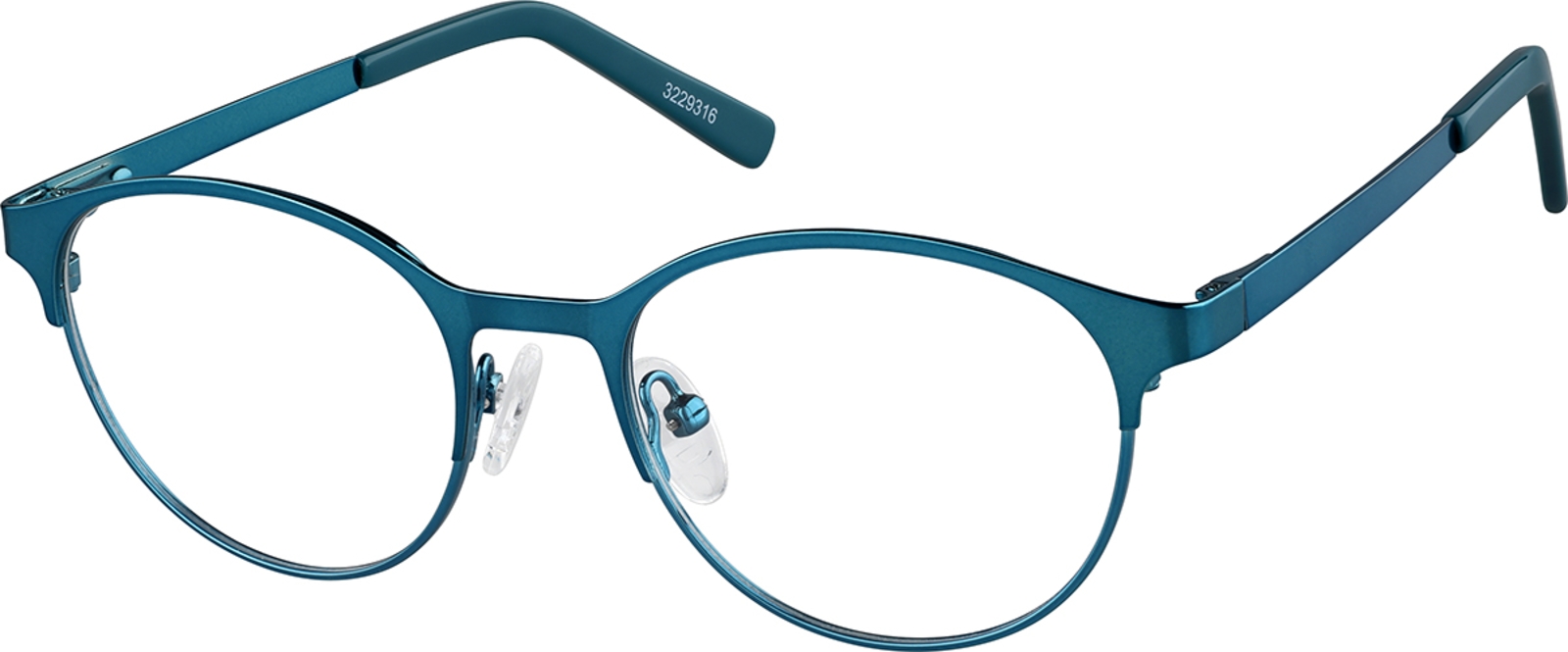 Zenni Girls Browline Prescription Glasses Blue Stainless Steel Full Rim Frame