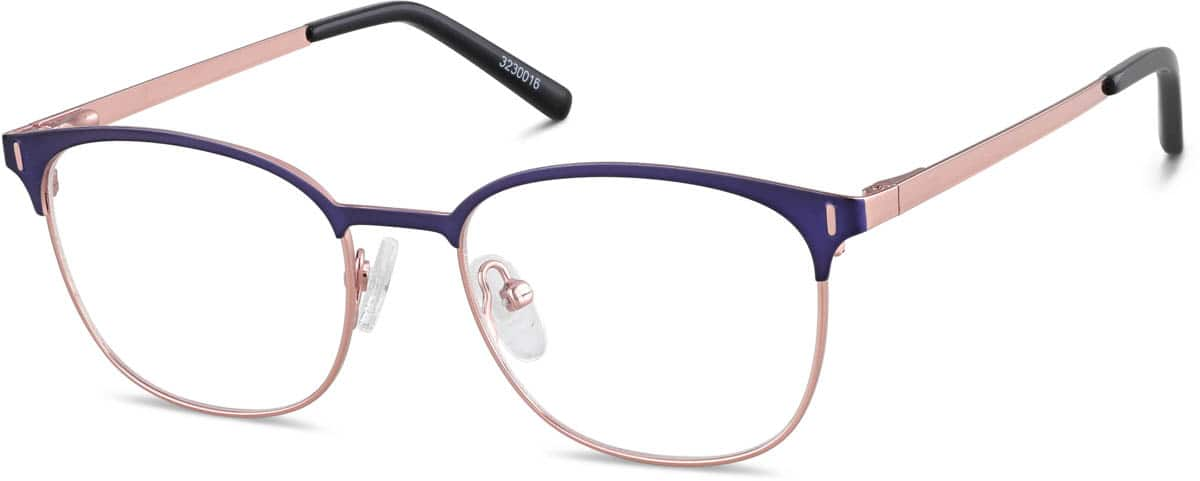 Angle view of Kids' Browline Glasses 3230016 in Blue