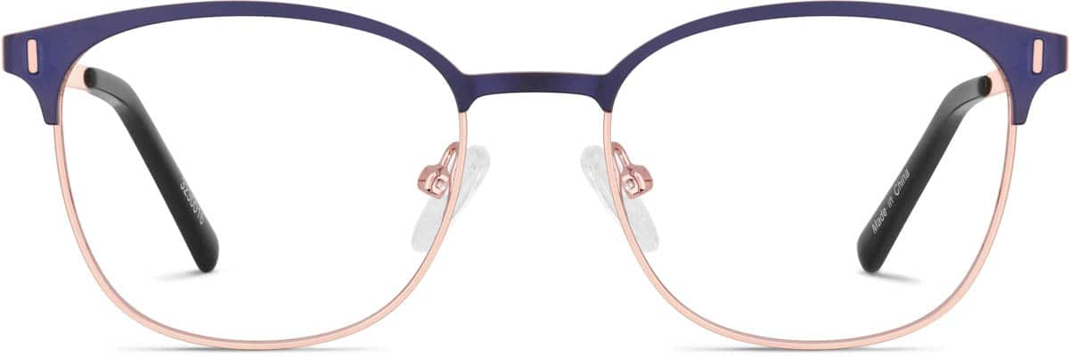 Front view of Kids' Browline Glasses 3230016 in Blue