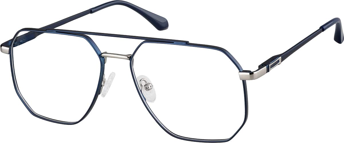 Zenni Aviator Prescription Glasses Black Plastic Full Rim Frame, Blokz Blue Light Glasses, 748321