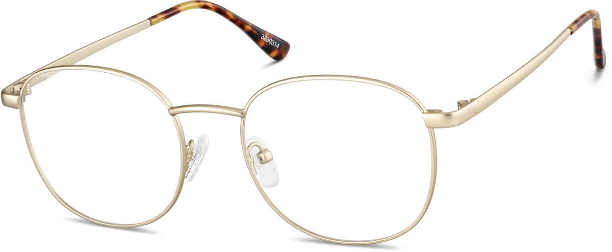 Angle view of Round Glasses 3230314 in Gold