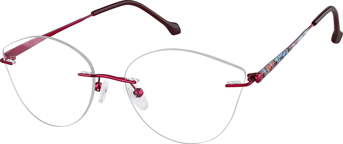 Angle view of Rimless Glasses 3230818 in Red