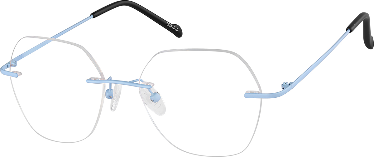 Zenni Women's Rimless Prescription Glasses Blue Stainless Steel Frame