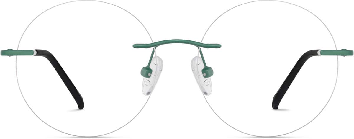 Front view of Customizable Rimless Glasses 3232024 in Green