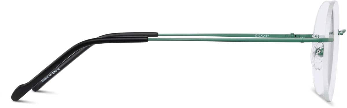 Side view of Customizable Rimless Glasses 3232024 in Green