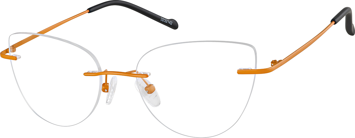 Zenni Womens Rimless Prescription Glasses Orange Stainless Steel Frame