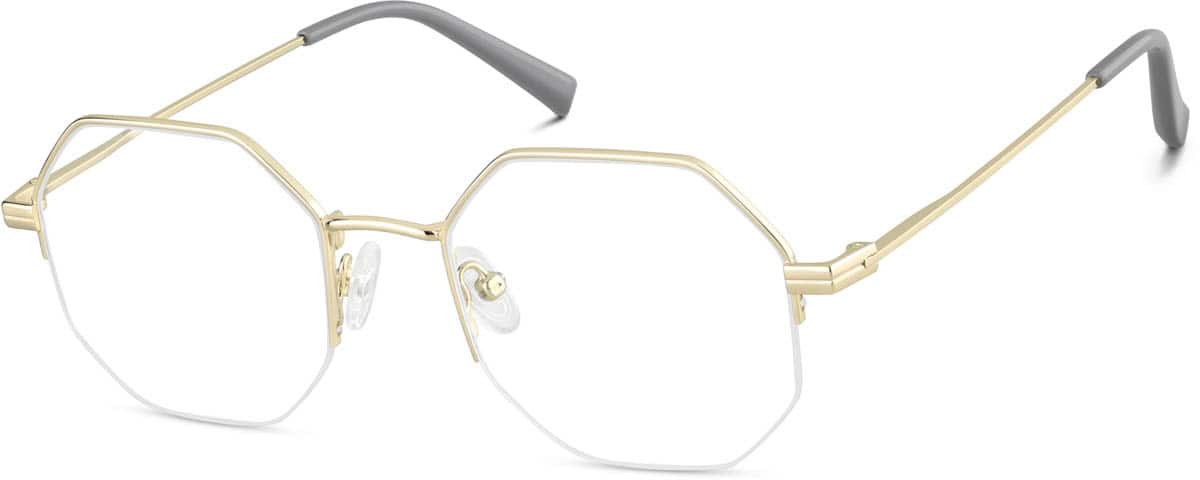 Angle view of Geometric Glasses 3233614 in Gold