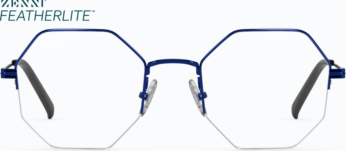 Front view of Geometric Glasses 3233616 in Blue thumbnail