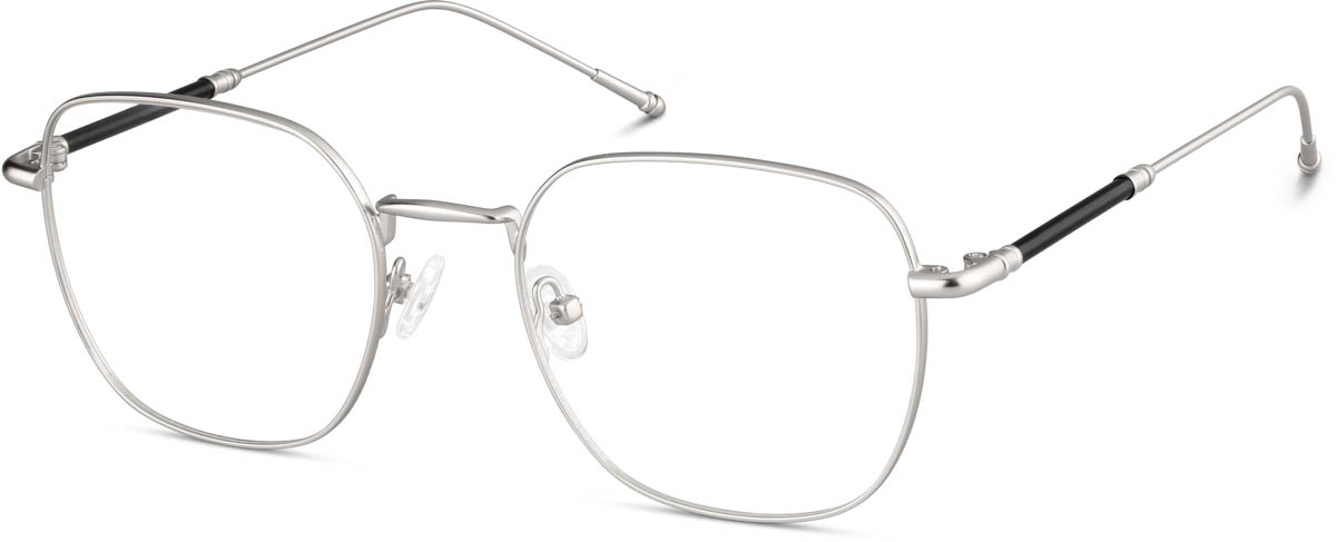 Zenni Square Prescription Glasses Silver Stainless Steel Full Rim Frame