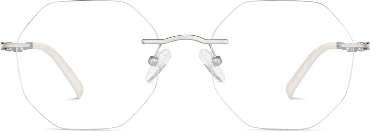 Front view of Customizable Rimless Glasses 3234230 in White