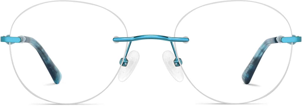 Front view of Customizable Rimless Glasses 3234416 in Blue