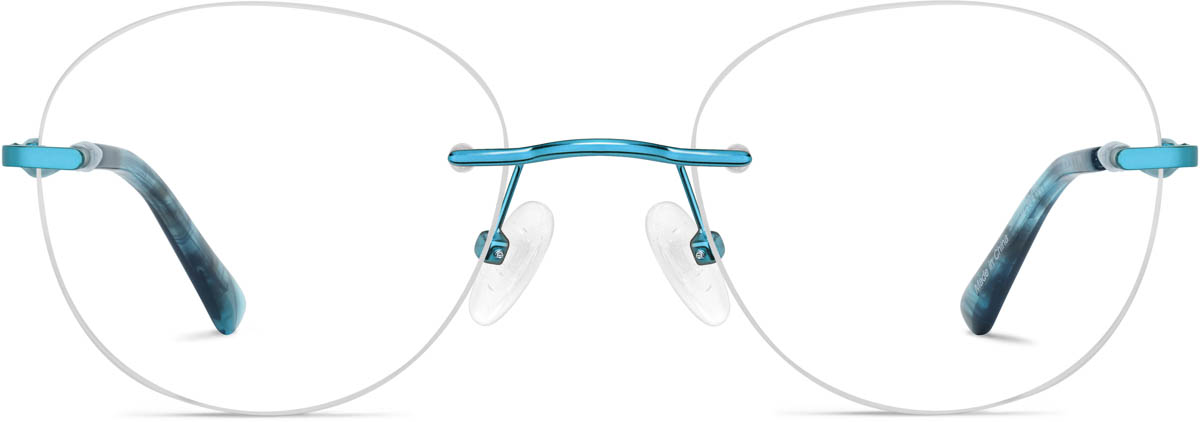 Blue Customizable Rimless Glasses