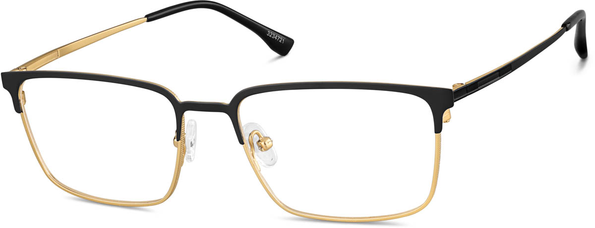 Zenni Men's Browline Prescription Glasses Black Stainless Steel Full Rim Frame