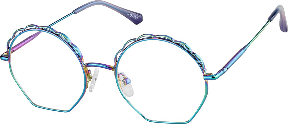 Angle view of Geometric Glasses 3234829 in Iridescent