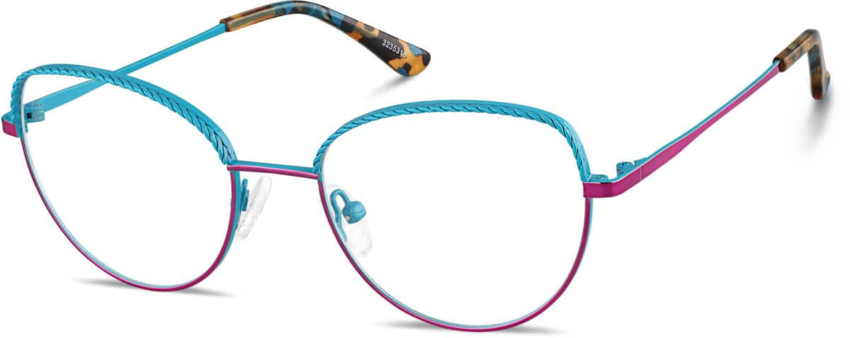 Angle view of Cat-Eye Glasses 3235316 in Blue