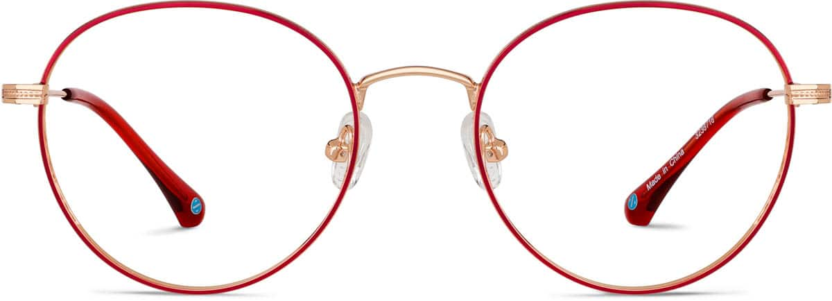 Front view of Round Glasses 3238718 in Red