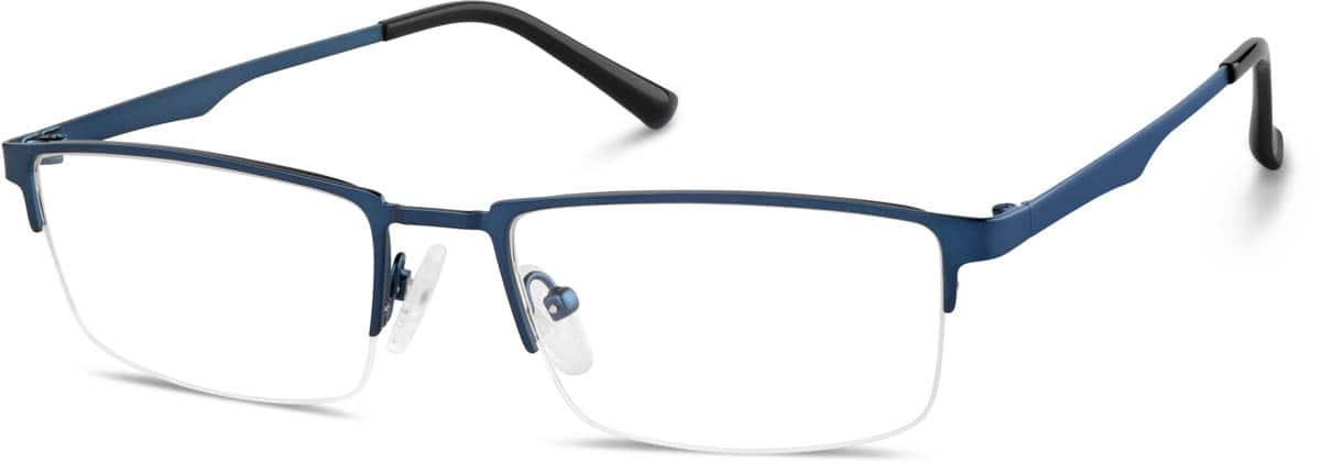 Blue half rim glasses on sale